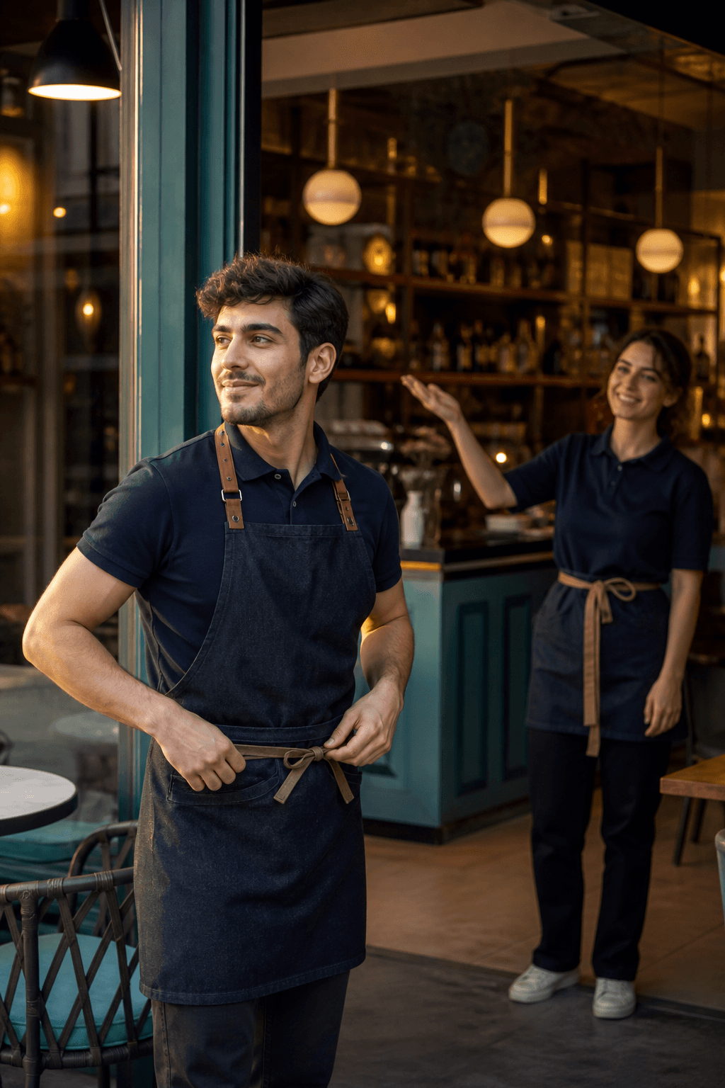 Akşam vardiyasına gelen kafe çalışanı